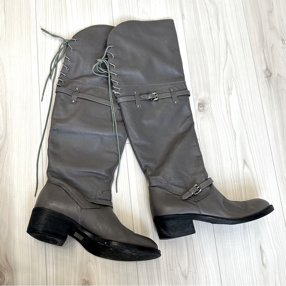 BCBGeneration ADRICE Over-the-Knee Tall Gray Leather Boots Size 8.5 - Picture 2 of 10